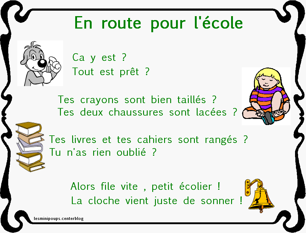 comptine sur la rentree des classes